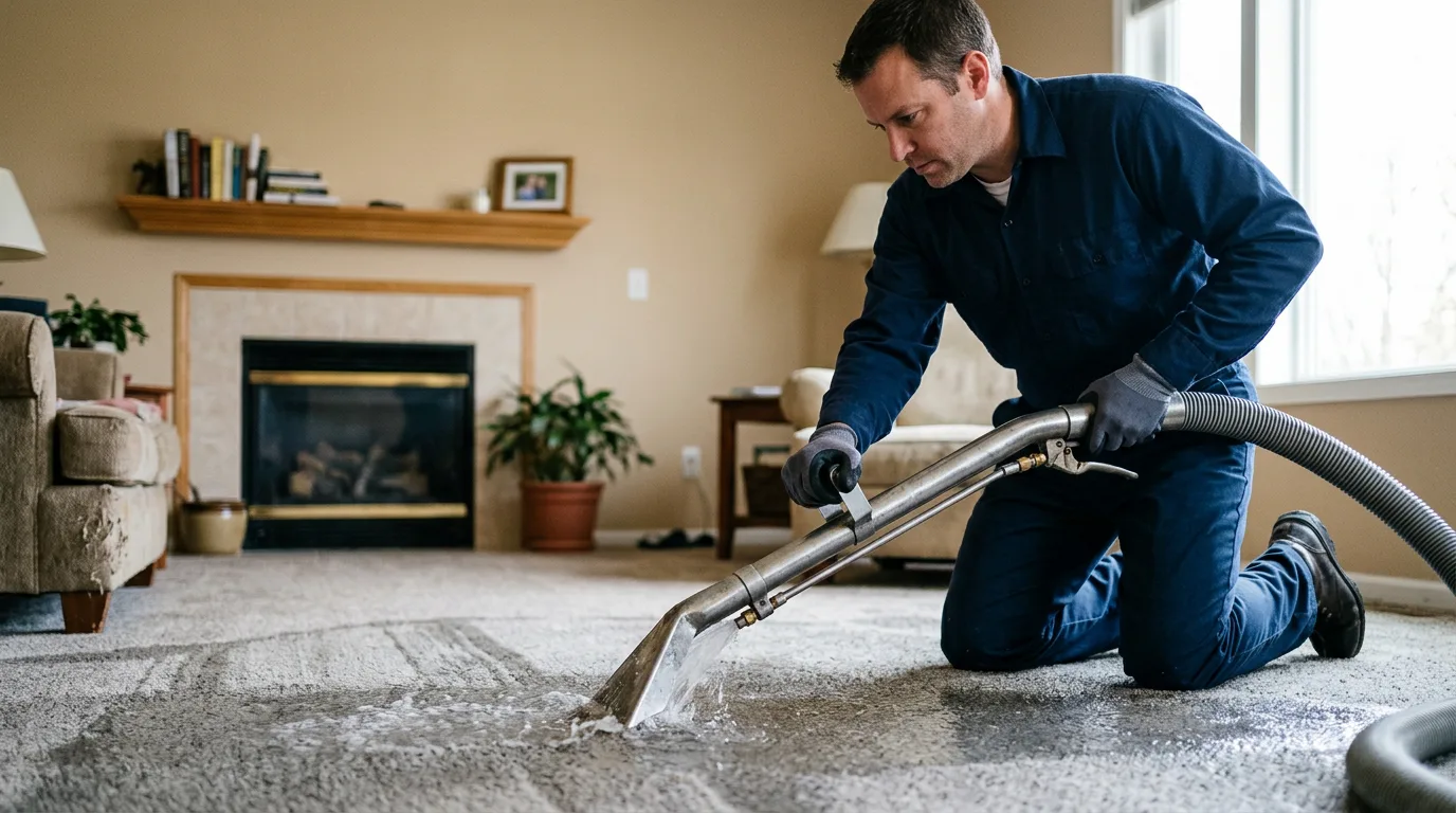 Water damage restoration technician working near Rule, TX